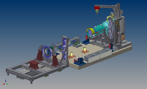 3D-Darstellung der mechanischen Adaption in einem Großmotoren-Prüfstand